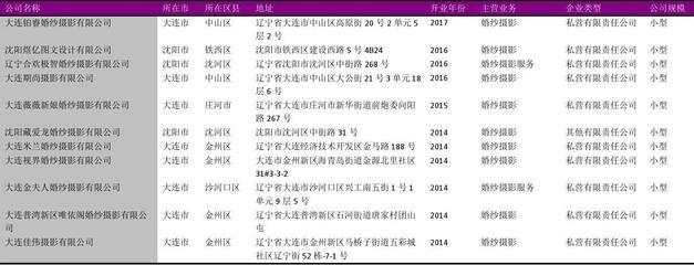 辽宁省摄影扩印服务行业企业名录2018版357家